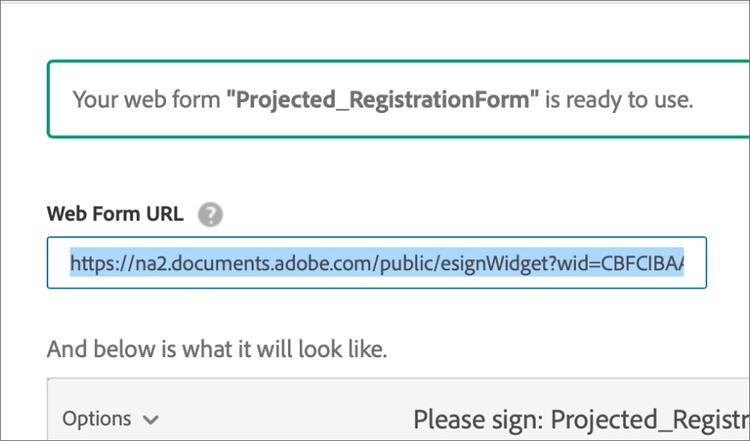 a screenshot of a web form URL